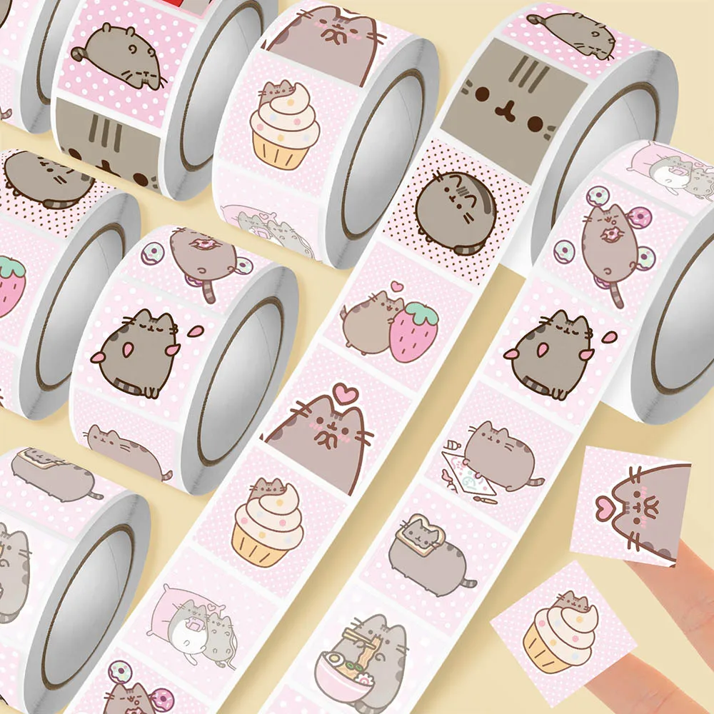 Cat Toys - Hou 500 Stück Pusheen Cartoon-Katzen-Rollaufkleber, wasserfeste